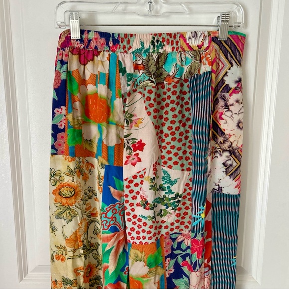 Johnny Was Boho Side Wrap Pants Size M Colorful Patchwork Floral Tropical Beach - Picture 5 of 8